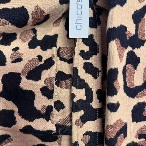 Chico’s Animal Print Fringe Cardigan Brown Metallic Mobwife Size 3 (XL/16) NWT - Picture 14 of 15